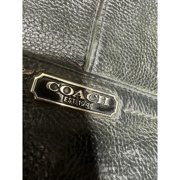 COACH Park Black Pebbled Leather North South Tote Bag Zip Large F23662 - Picture 6 of 6